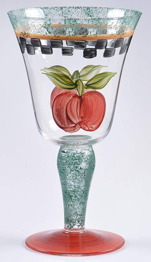 Antique Apple Handpainted Glassware Goblet by Gibson Designs-1