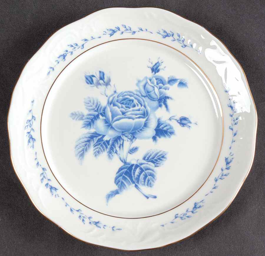 Blue Rose Salad/Dessert Plate by Gibson Designs-1