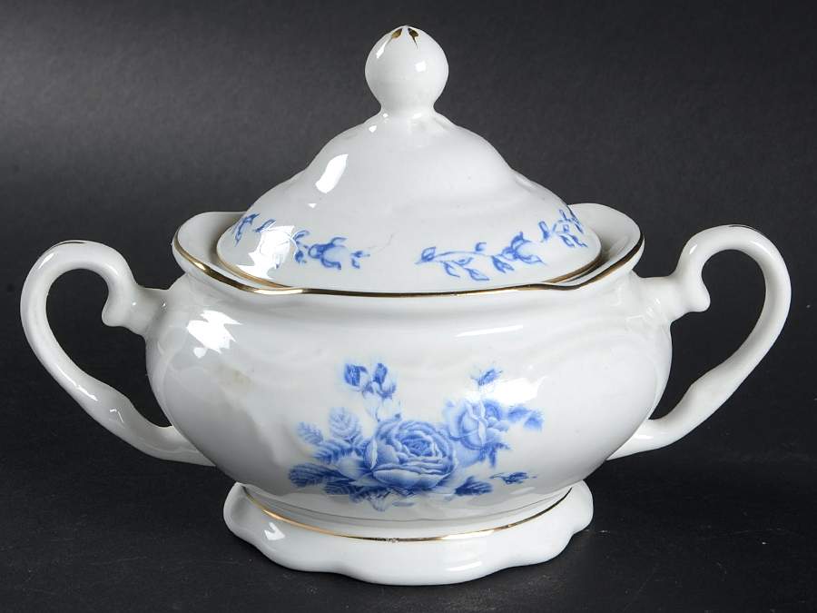 Blue Rose Sugar Bowl & Lid by Gibson Designs-1