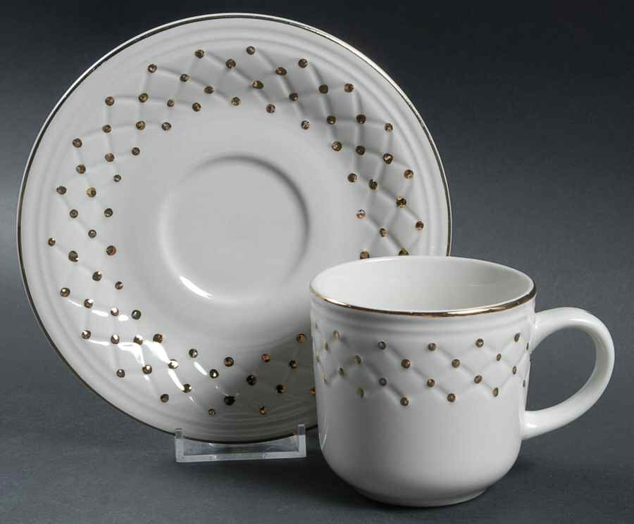 Golden Basket Flat Cup & Saucer Set by Gibson Designs-1