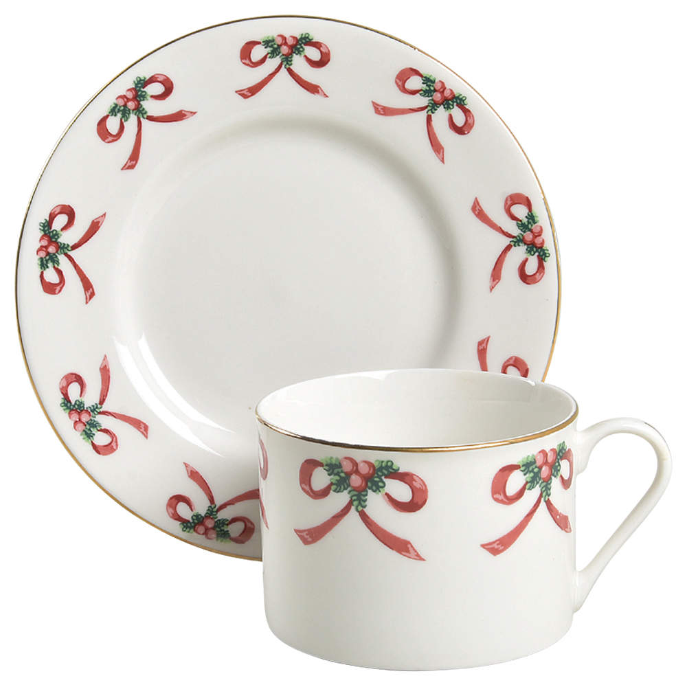 Christmas Radiance Flat Cup & Saucer Set by Gibson Designs-1
