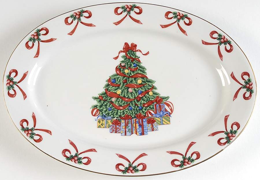 Christmas Radiance 13" Oval Serving Platter by Gibson Designs-1