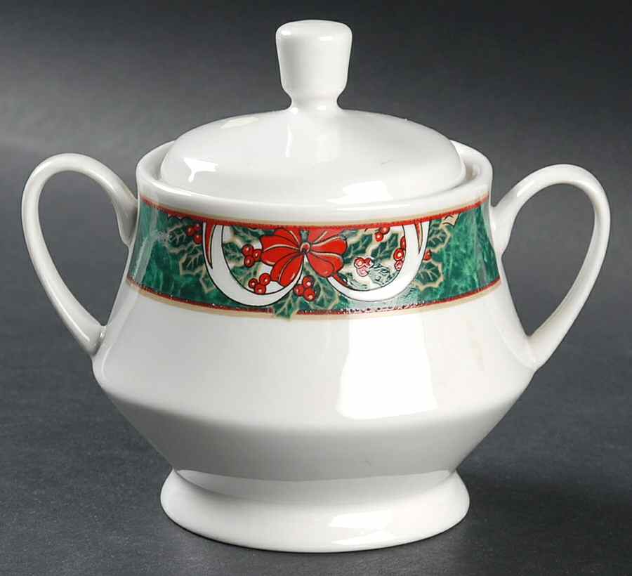 Marble Holly Sugar Bowl & Lid by Gibson Designs-1