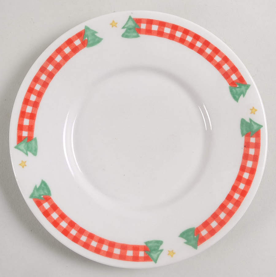 Gingham Santa Saucer for Flat Cup by Gibson Designs-1