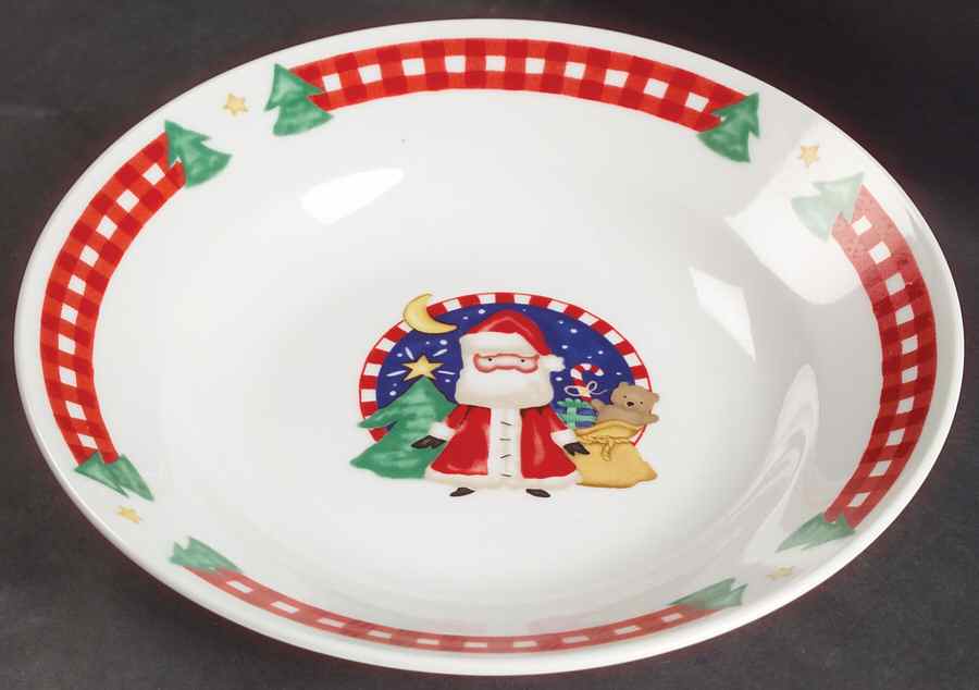 Gingham Santa Coupe Soup Bowl by Gibson Designs-1