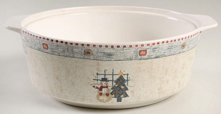 Snowman 1.75 Qt Round Covered Casserole No Lid by Gibson Designs-1