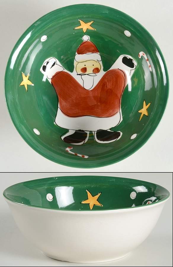 Festive Green Santa Soup/Cereal Bowl by Gibson Designs-1