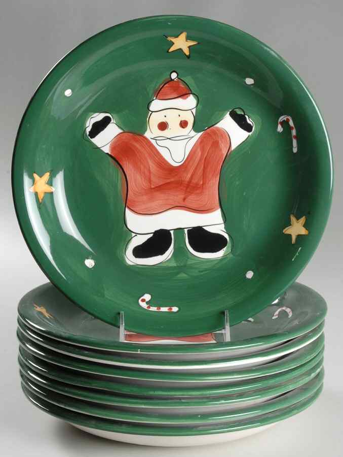Festive Green Santa Dinner Plate - Set of 8 by Gibson Designs-1