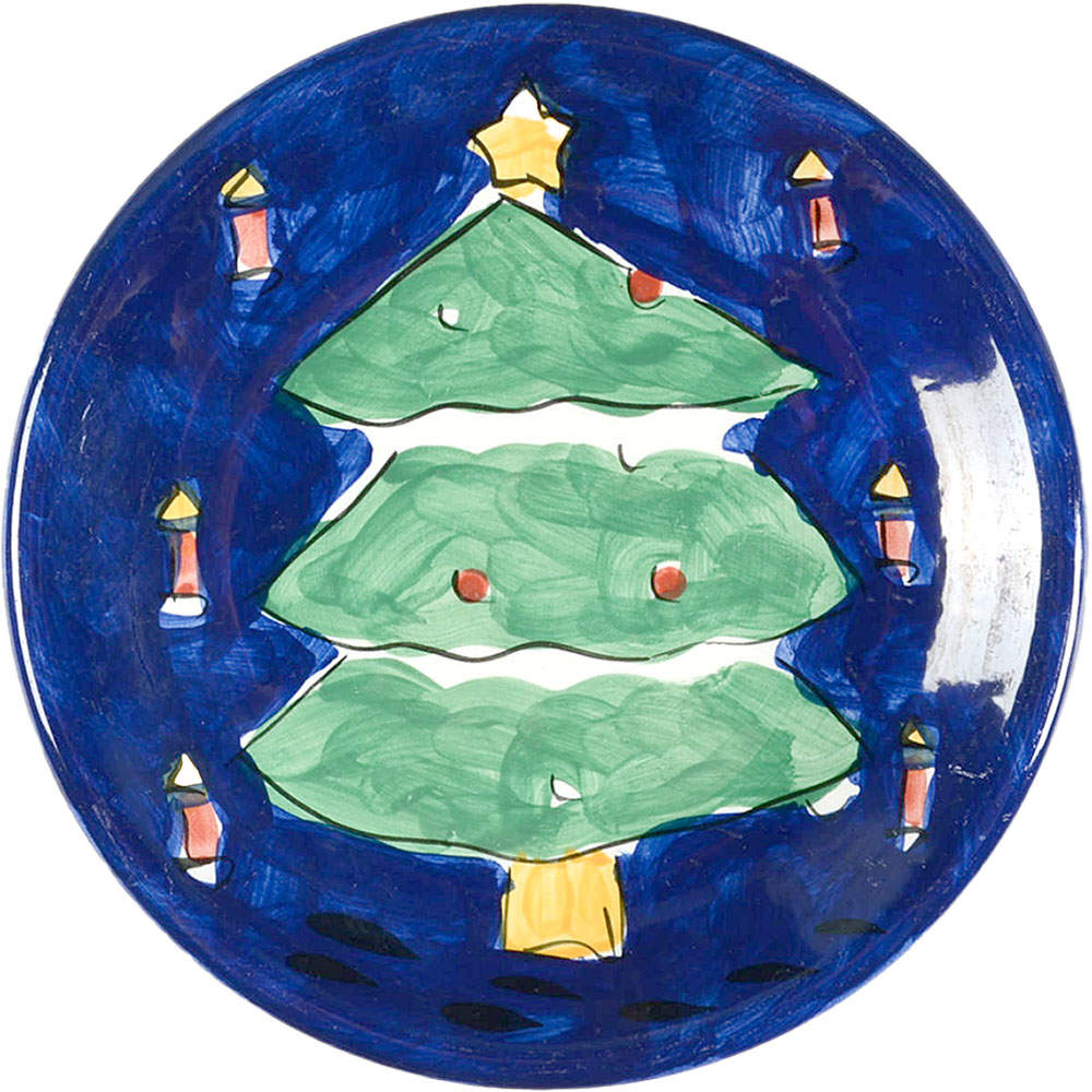 Festive Blue Tree Salad/Dessert Plate by Gibson Designs-1