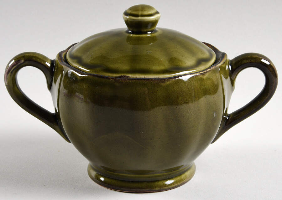 Colonial Classic Moss Green Sugar Bowl & Lid by Grindley-1