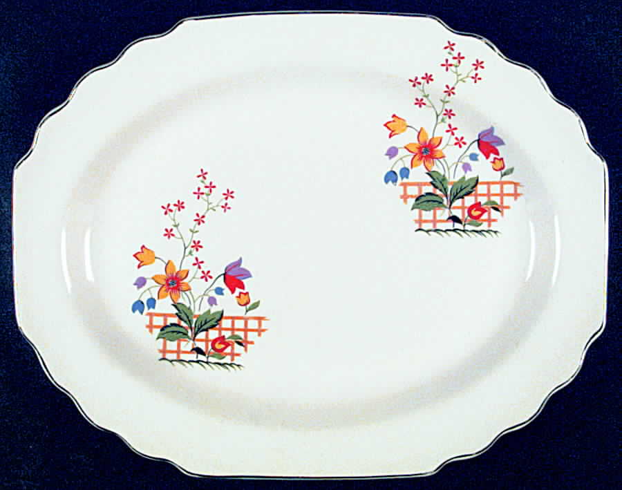 Gaylea (Lido, White) 13" Oval Serving Platter by WS George-1
