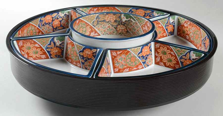 Karakusa 7 Pc Lazy Susan (5 Sides, Center, Plastic Base) by Gumps-1