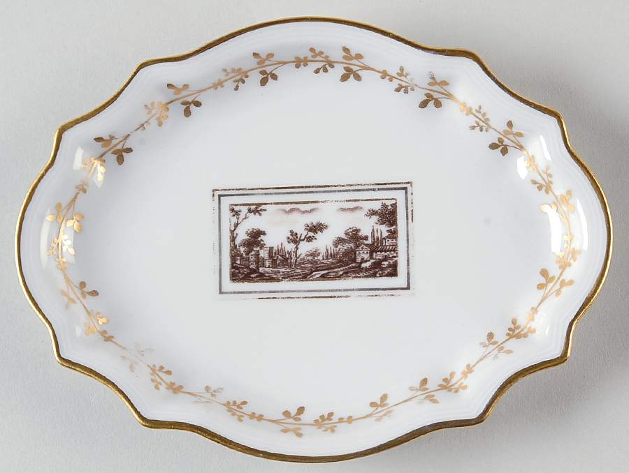 Fiesole (Italian Scene) 9" Fluted Oval Tray by Ginori 1735-1