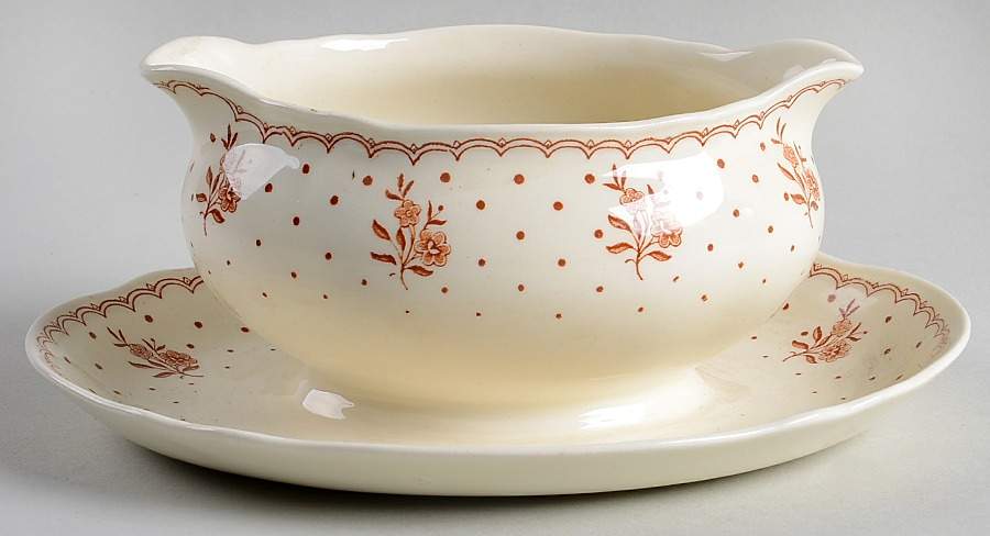 Tewkesbury Gravy Boat with Attached Underplate by Grindley-1