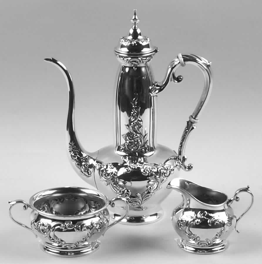 1638 (Sterling, Hollowware) 3 Piece Mini Tea Set by Gorham Silver-1