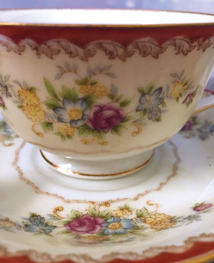 GOC22 Footed Cup & Saucer Set by Gold China-1