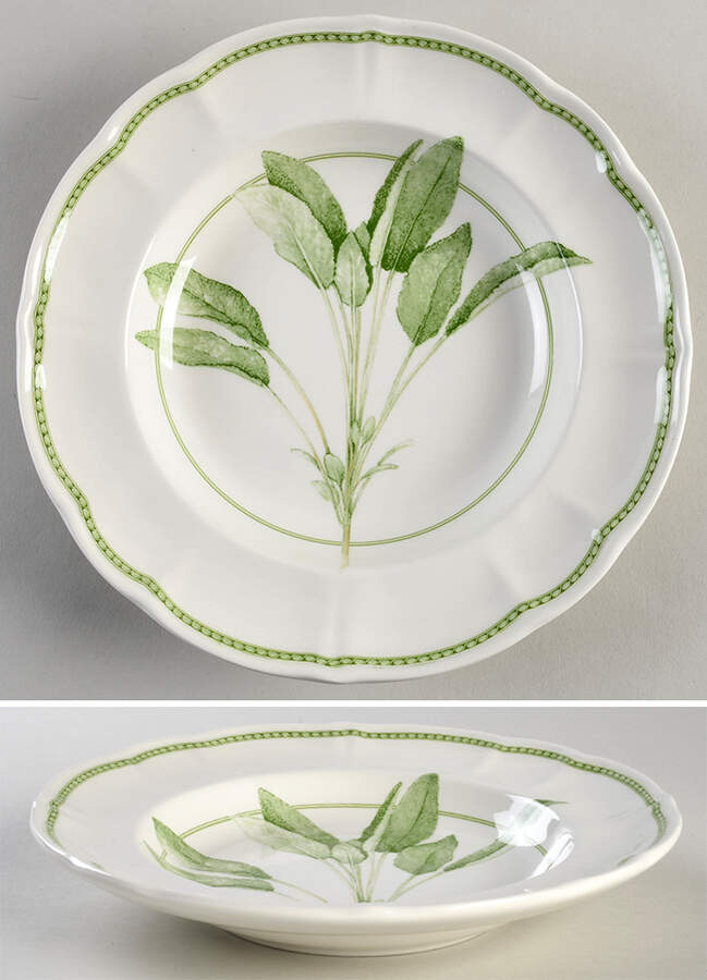 Fresh Herbs Large Rim Soup Bowl by Ginori 1735-1