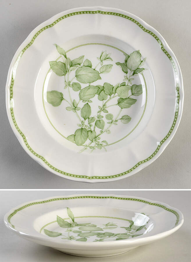 Fresh Herbs Large Rim Soup Bowl by Ginori 1735-1