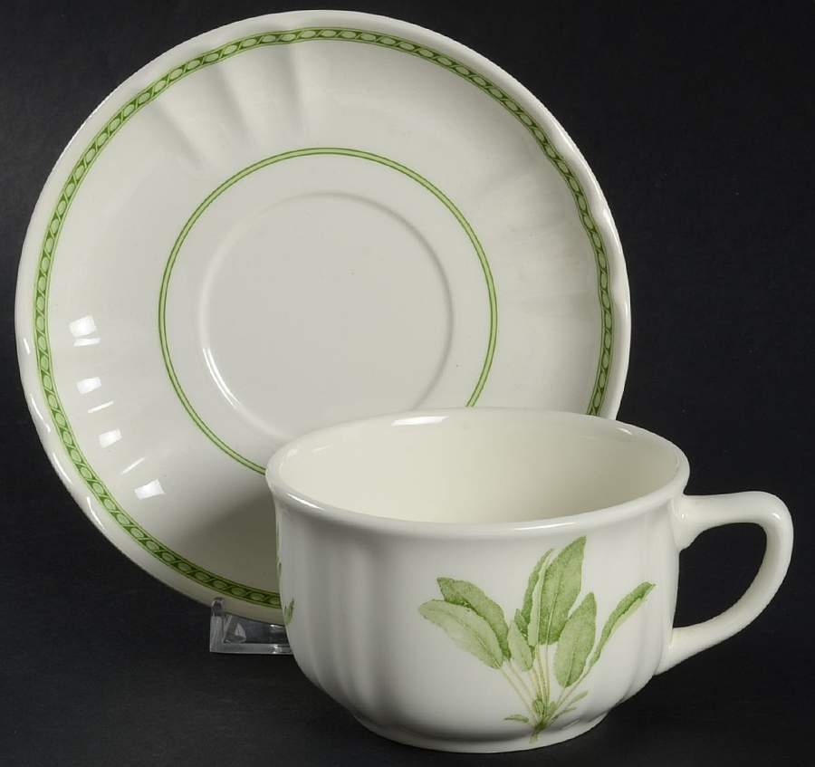 Fresh Herbs Flat Cup & Saucer Set by Ginori 1735-1
