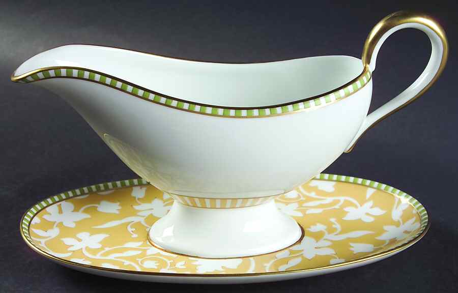 Delhi Gravy Boat with Attached Underplate by Ginori 1735-1