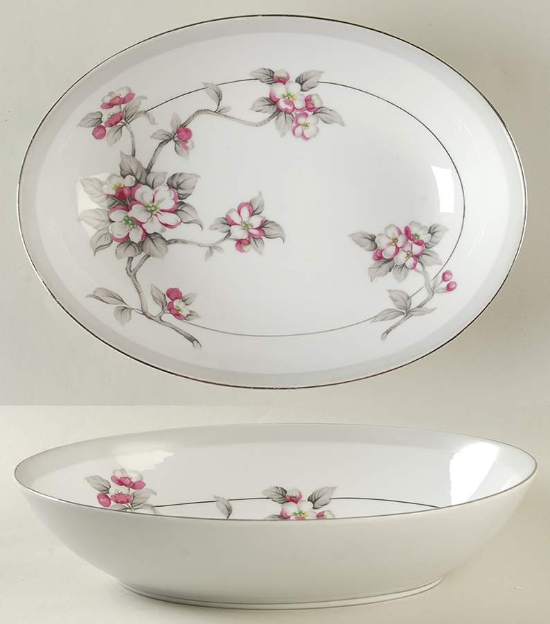 Apple Blossom 10" Oval Vegetable Bowl by Gold Coast-1