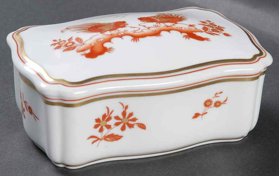 Siena Rust (Scalloped, Antico Doccia) Rectangular Box with Lid by Ginori 1735-1