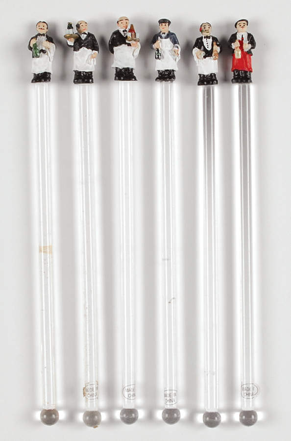 Charge of The Bottle Brigade, The Set of 6 Swizzle Sticks by Guy Buffet-1