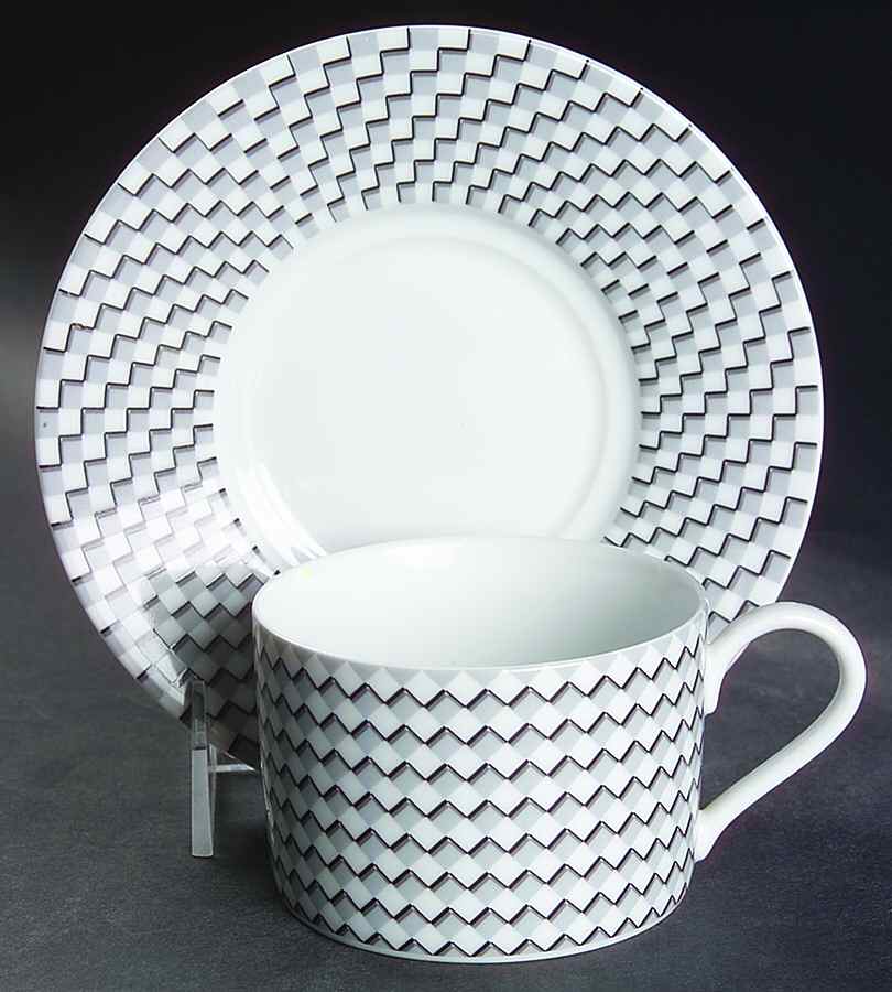 Zenith Black Flat Cup & Saucer Set by Galleria-1