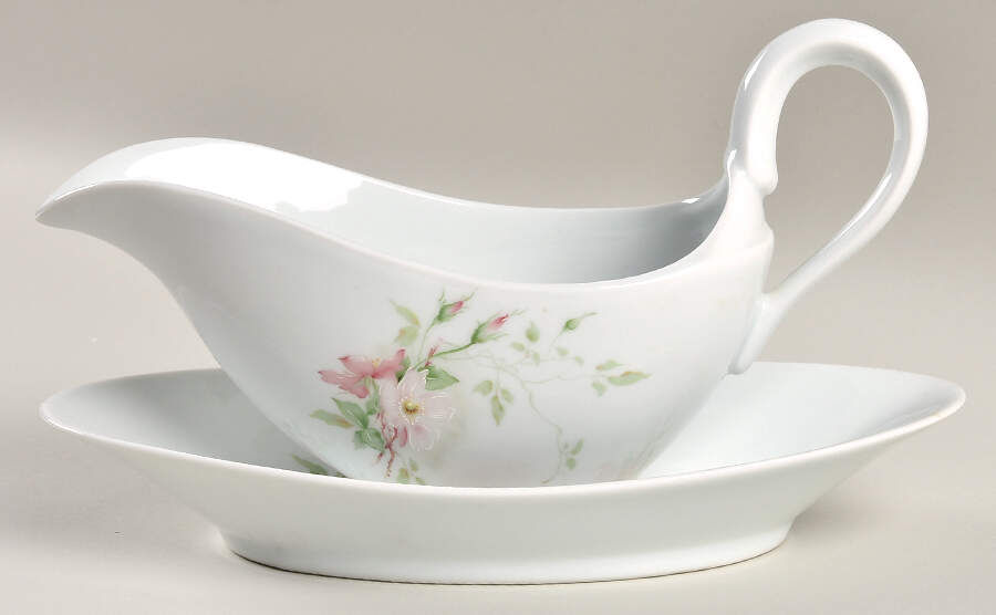 Imperatrice Rose Gravy Boat & Underplate by Galerie de France-1