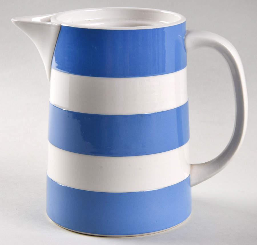 Cornish Blue Cream Cornishware Coffee Pot No Lid by T G Green (England)-1