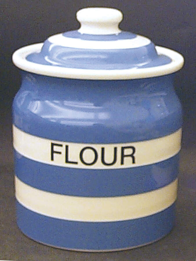 Cornish Blue Cream Cornishware Flour Canister & Lid by T G Green (England)-1