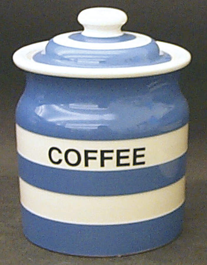 Cornish Blue Cream Cornishware Coffee Canister & Lid by T G Green (England)-1