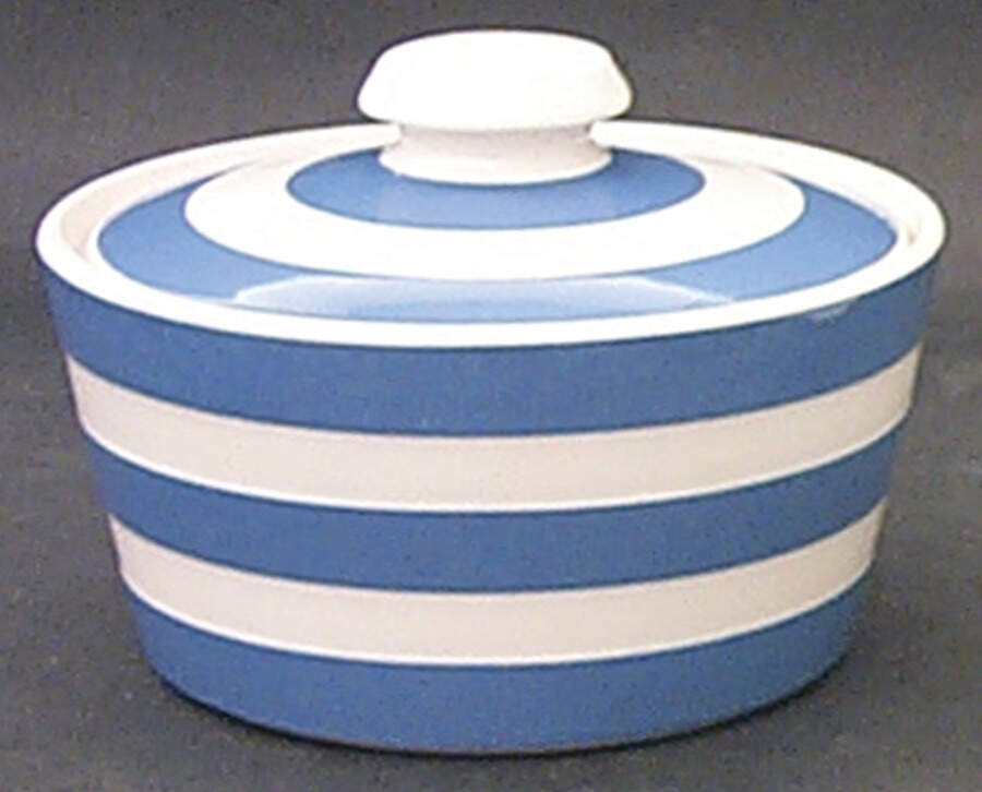 Cornish Blue Cream Cornishware Butter Tub & Lid by T G Green (England)-1