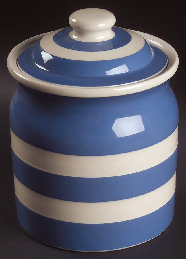 Cornish Blue Cream Cornishware 6" Storage Jar & Lid by T G Green (England)-1