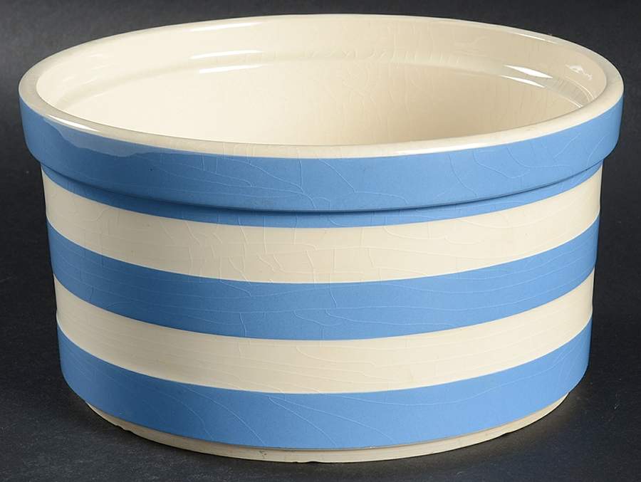 Cornish Blue Cream Cornishware 7" Souffle by T G Green (England)-1