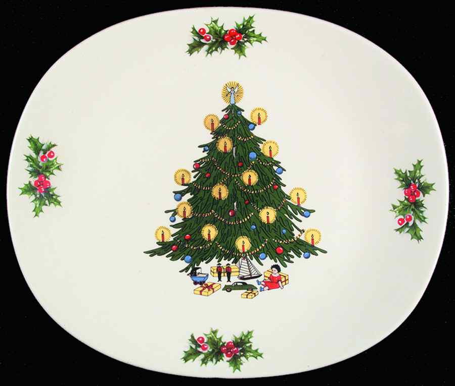Merry Christmas 13" Oval Serving Platter by WS George-1