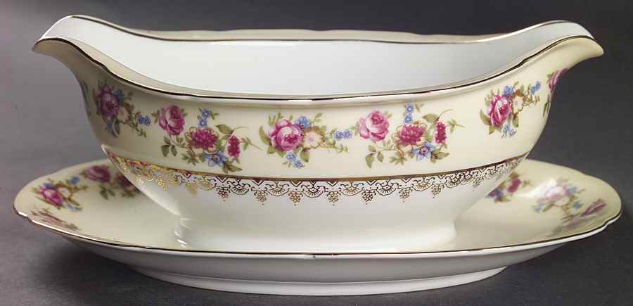 Hostess Gravy Boat with Attached Underplate by Gold Castle-1