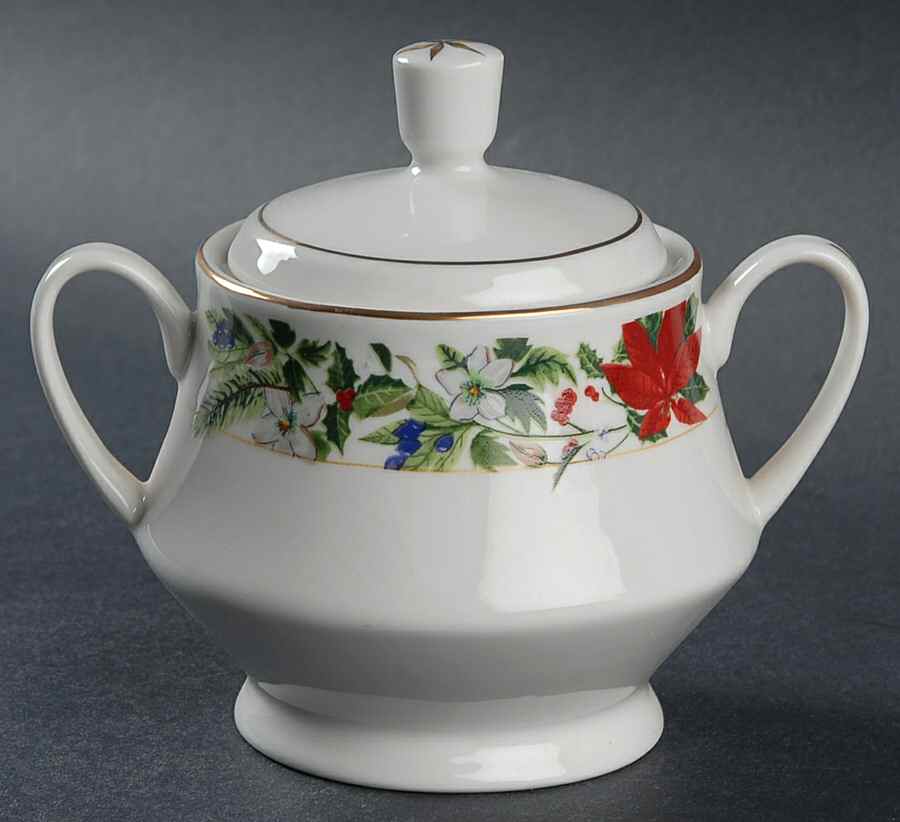 Holly Berry Sugar Bowl & Lid by Gibson Designs-1