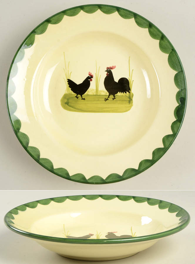 Cocks and Hens Rim Soup Bowl by Georg Schmider-1