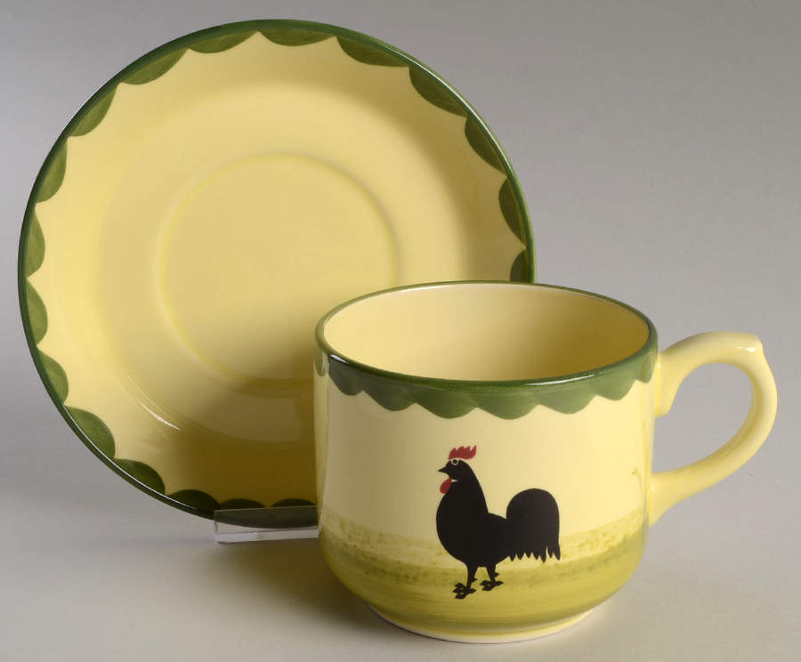 Cocks and Hens Breakfast Cup & Saucer Set by Georg Schmider-1