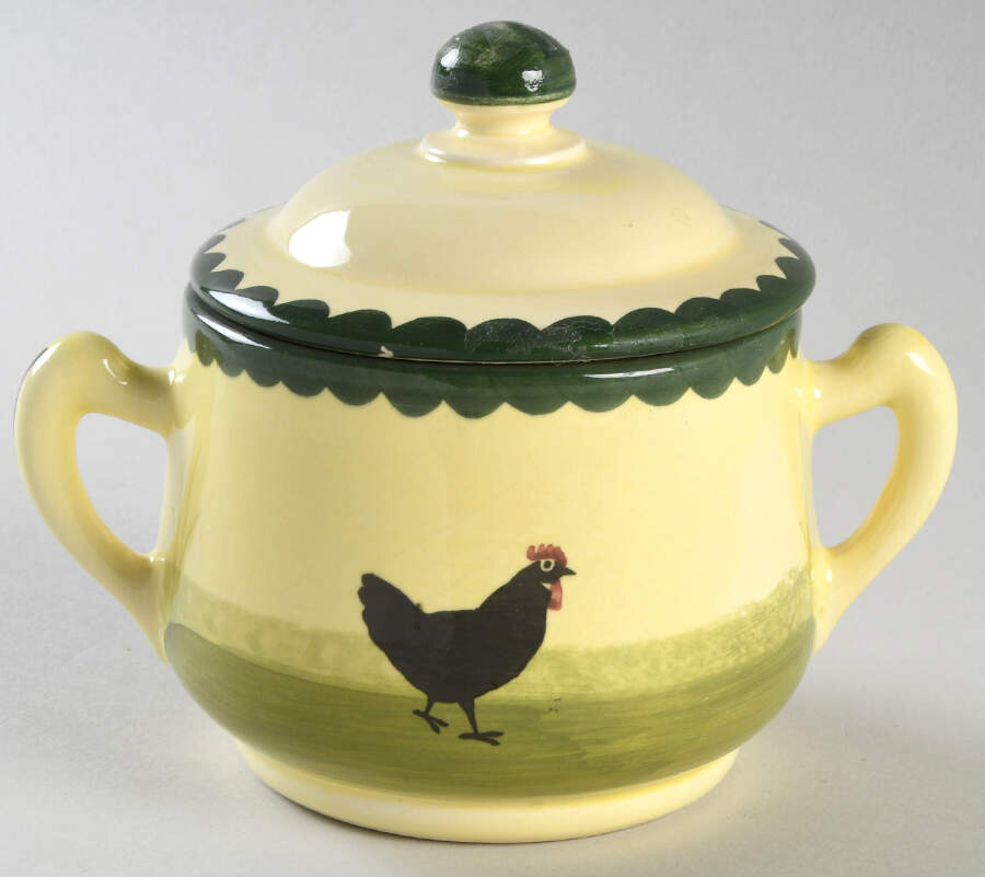 Cocks and Hens Sugar Bowl & Lid by Georg Schmider-1