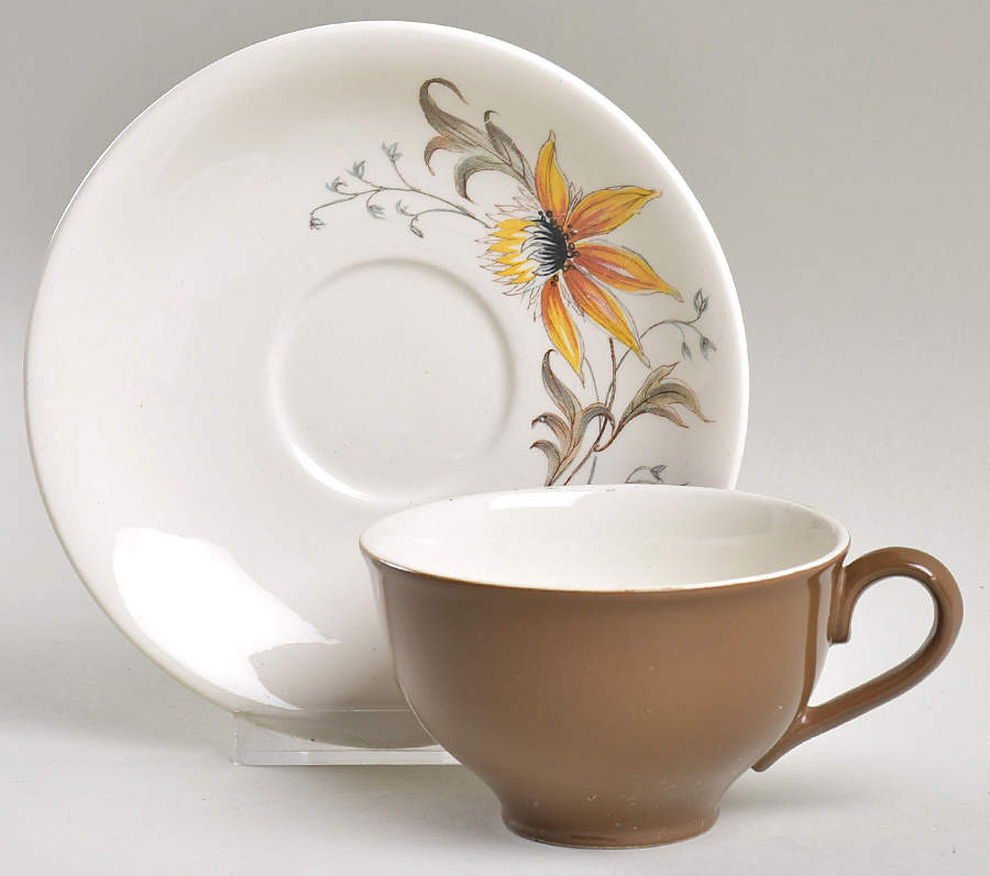 Brown Eyed Susan Flat Cup & Saucer Set by Grindley-1