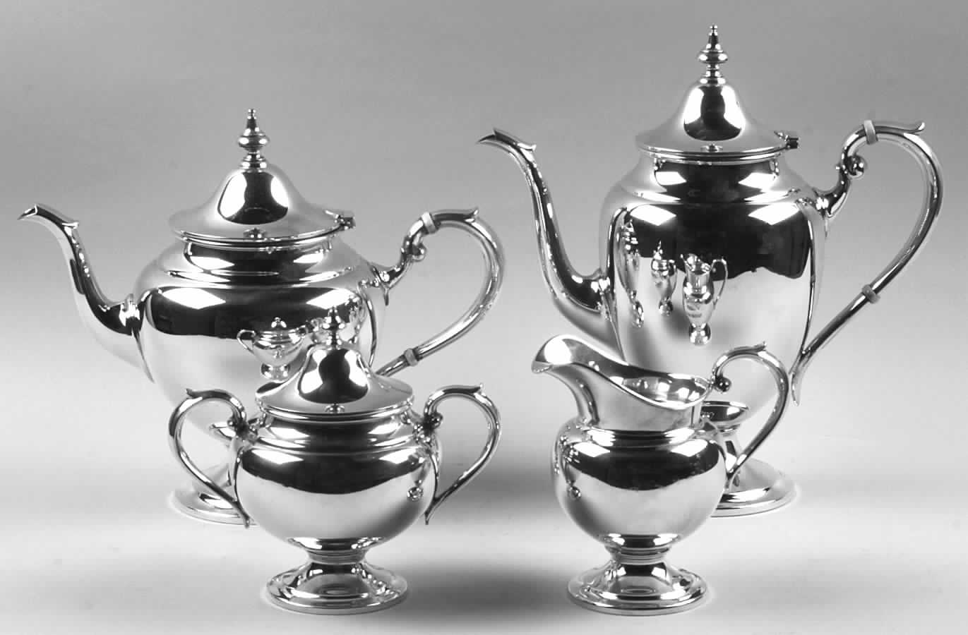Puritan (Sterling, Hollowware) 4 Piece Tea Set (SCP, STP, SCR, SSU) by Gorham Silver-1