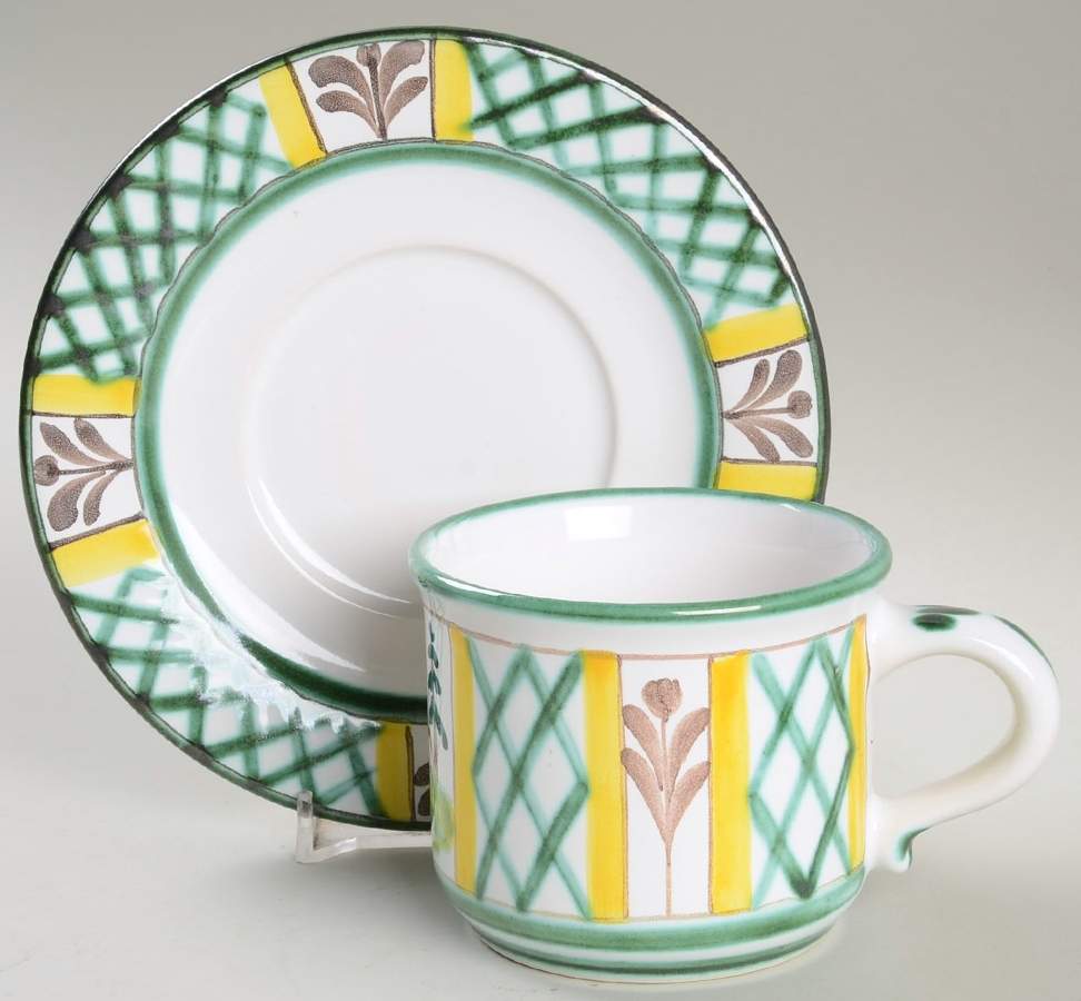 Hunt Scene (Rim, Scallop) Flat Cup & Saucer Set by Gmundner Austria-1