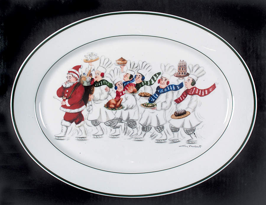 Skating Chefs 16" Oval Serving Platter by Guy Buffet-1