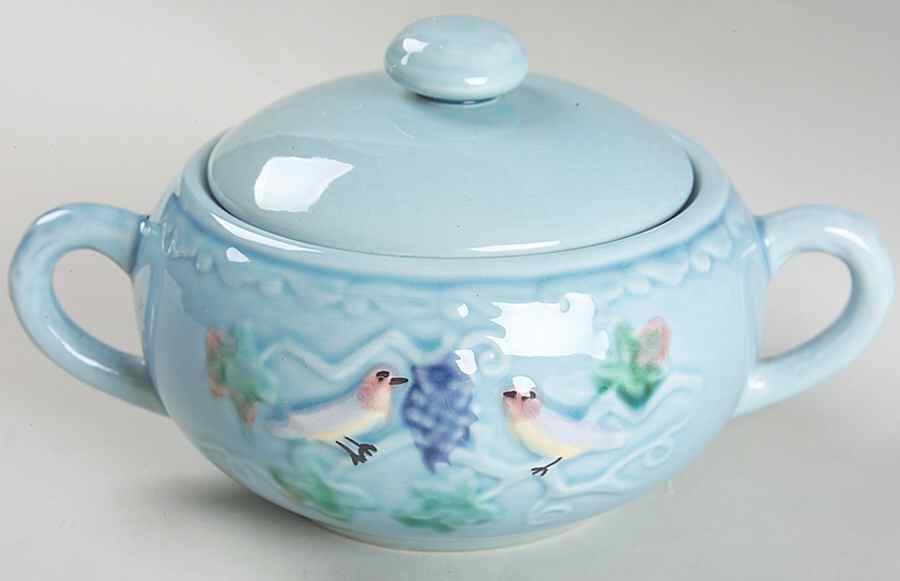 Birds & Grapes Sugar Bowl & Lid by Georg Schmider-1
