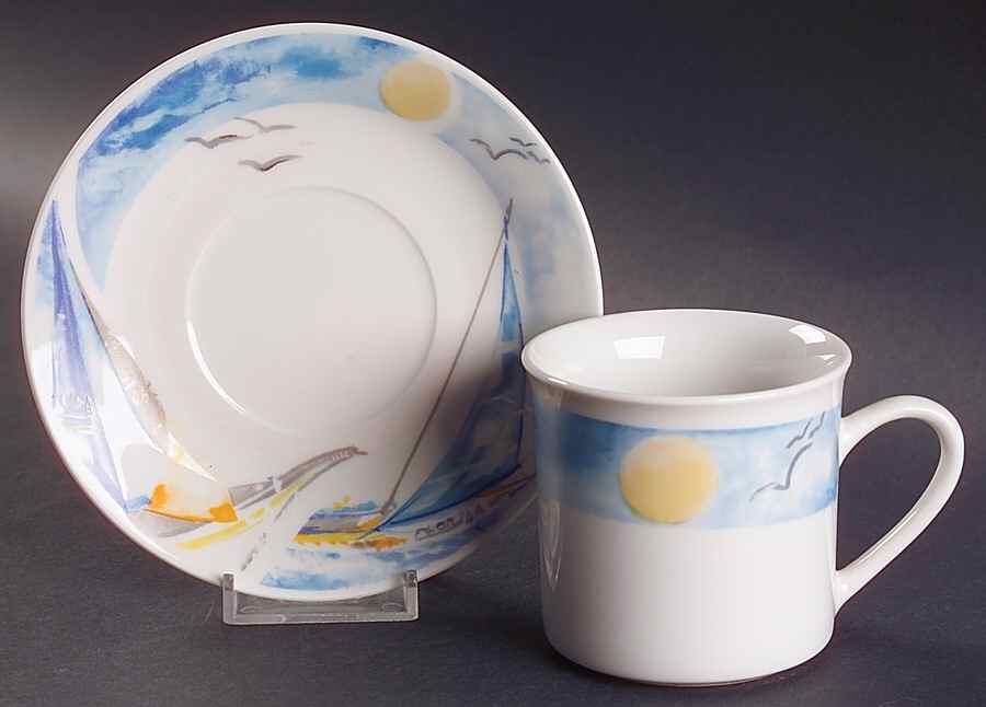 Sailing Flat Cup & Saucer Set by Gibson Designs-1