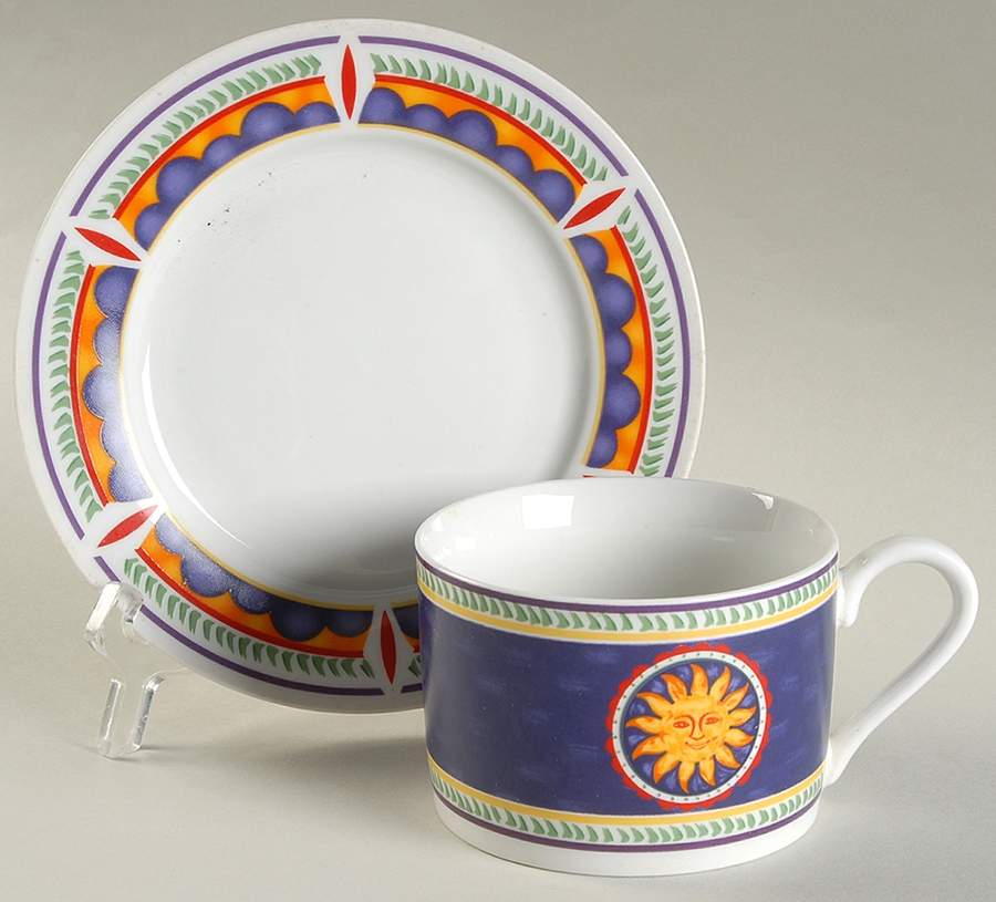 Soleil Flat Cup & Saucer Set by Gibson Designs-1