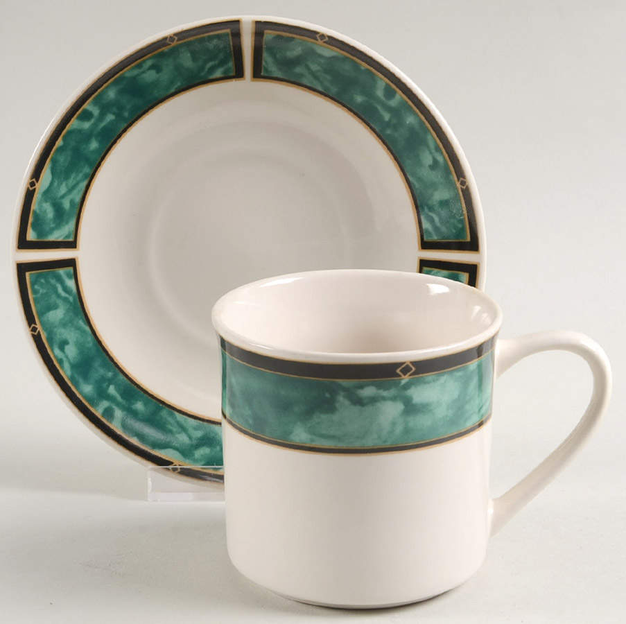 Royal Duchess Green Flat Cup & Saucer Set by Gibson Designs-1