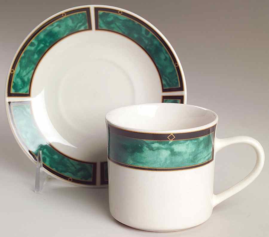 Royal Duchess Green Flat Cup & Saucer Set by Gibson Designs-1